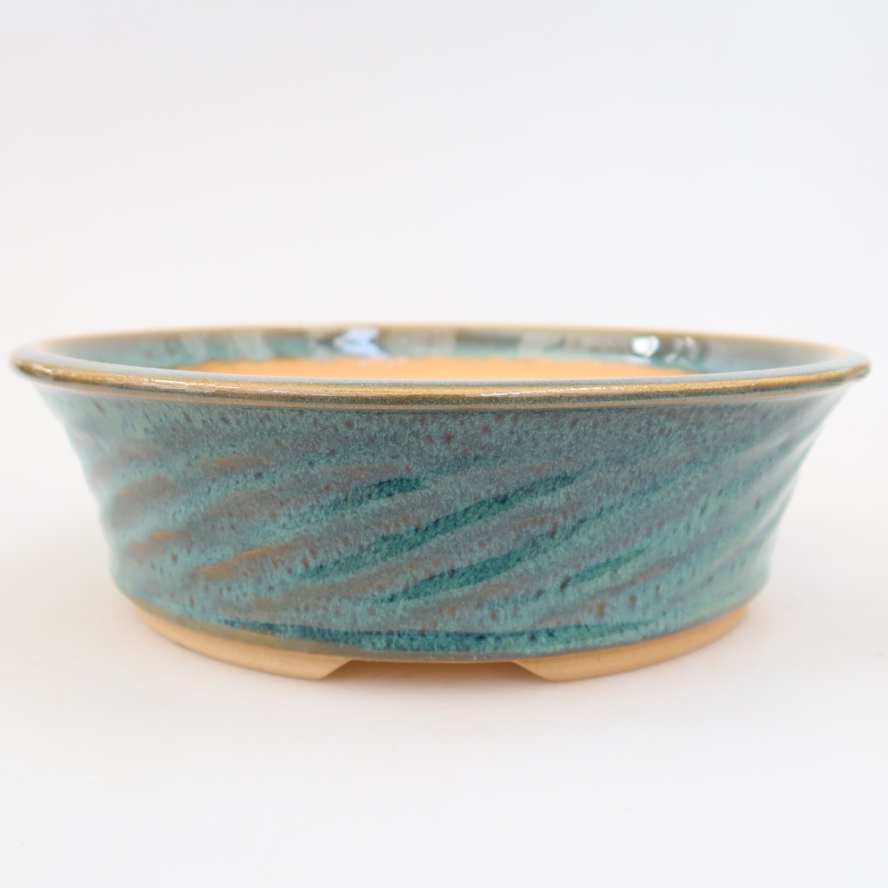 Bonsaischaal van keramiek 25 x 25 x 7,5 cm, kleur blauw