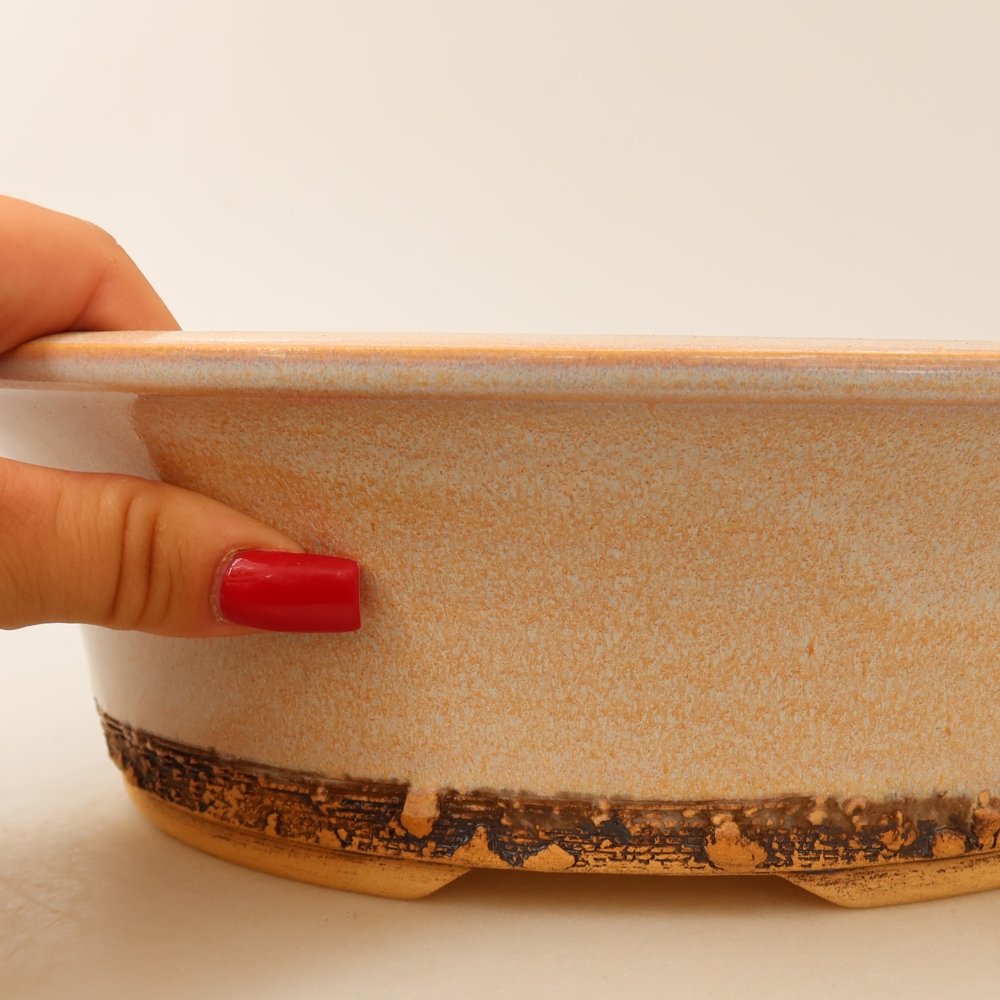 Keramische bonsaischaal 29 x 29 x 8,5 cm, kleur: beige