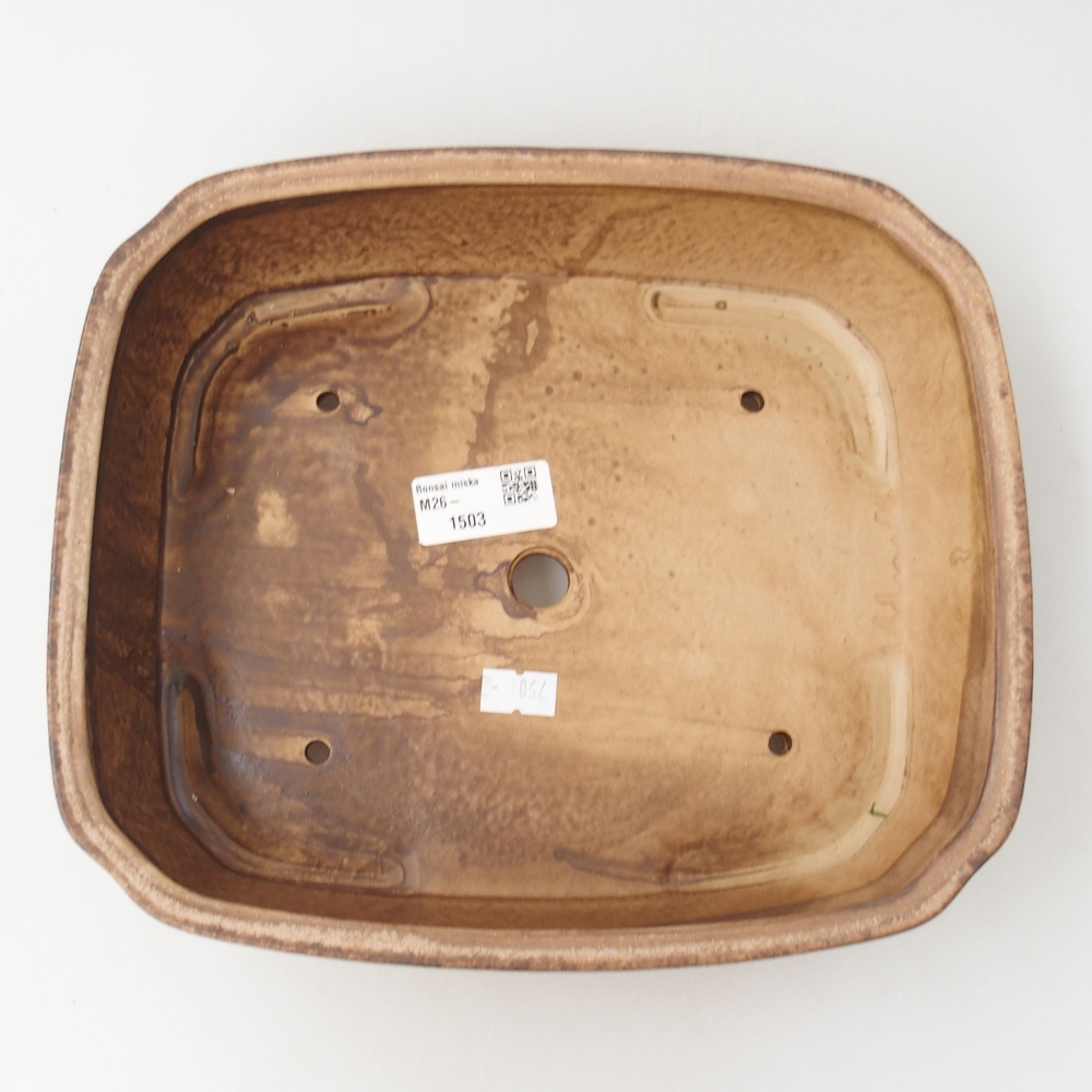 Bonsaischaal van keramiek 24,5 x 21,5 x 6,5 cm, kleur beige