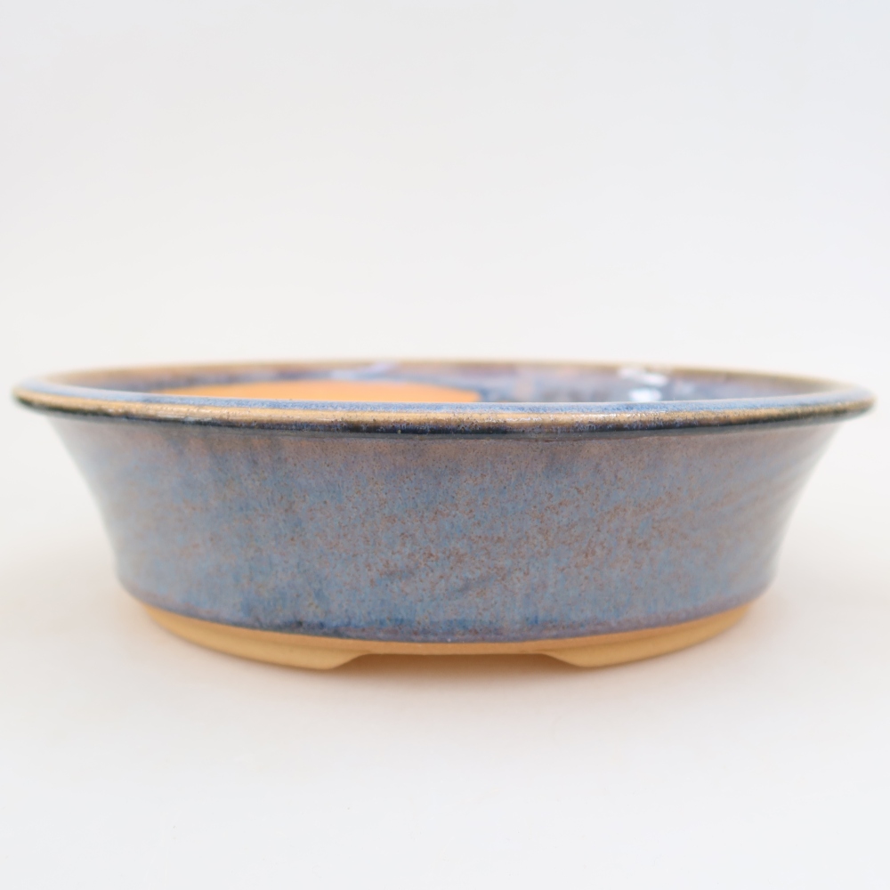 Keramische bonsaipot 23,5 x 23,5 x 6 cm, kleur: blauw
