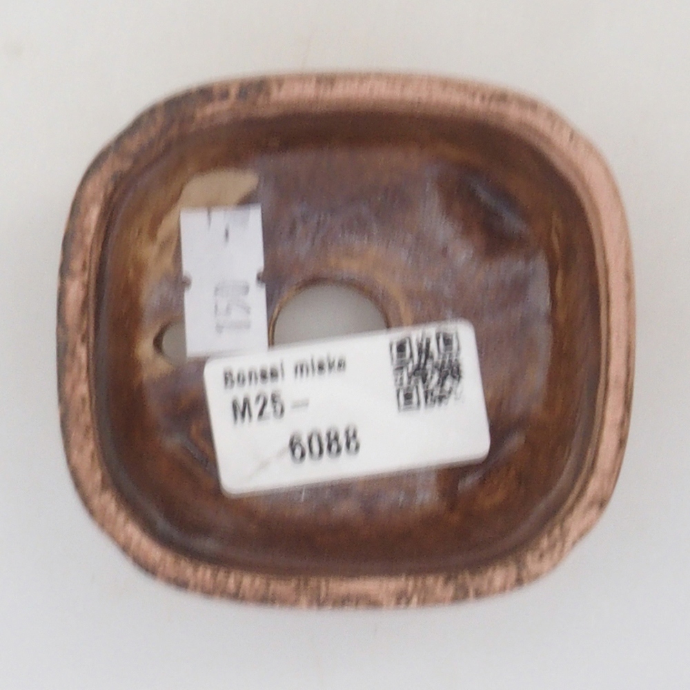 Bonsaischaal van keramiek 10 x 8,5 x 4 cm, bruin