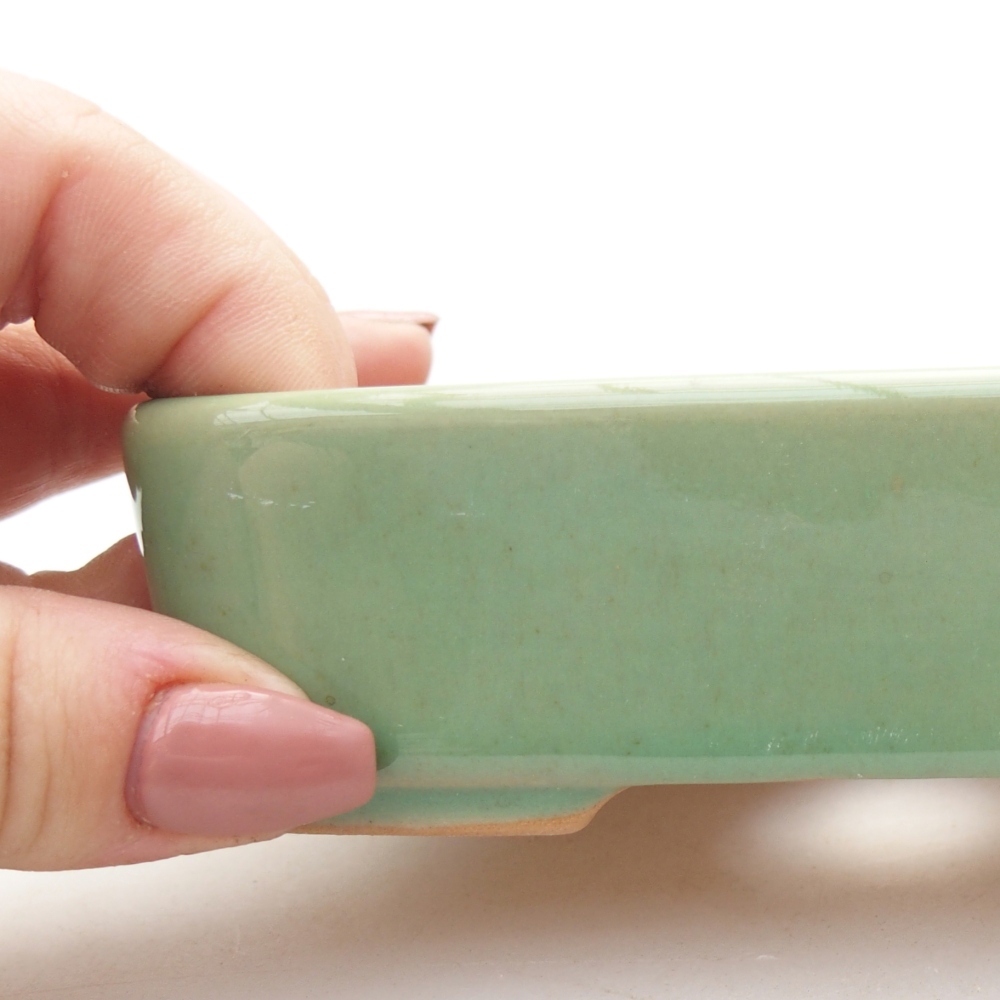 Bonsaischaal van keramiek 12,5 x 9 x 3,5 cm, groen
