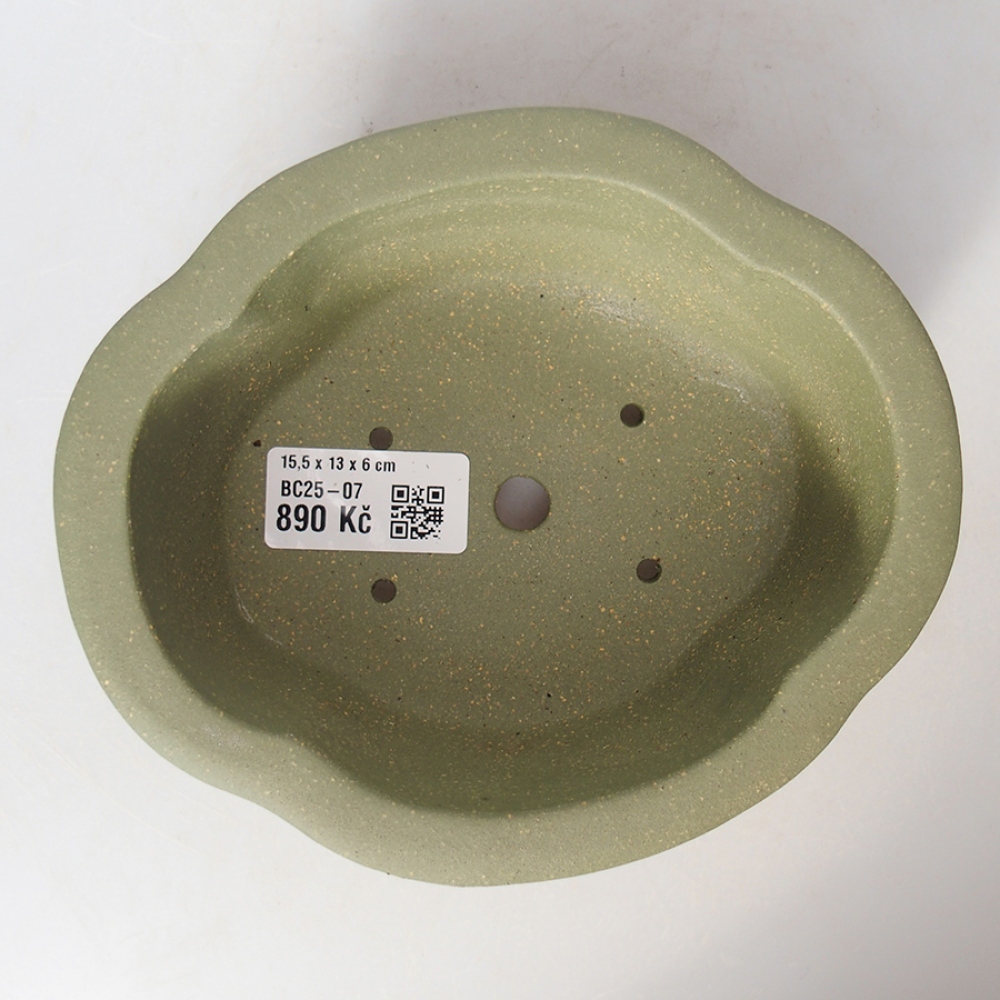 Bonsaischaal van keramiek 15,5 x 13 x 6 cm, groen