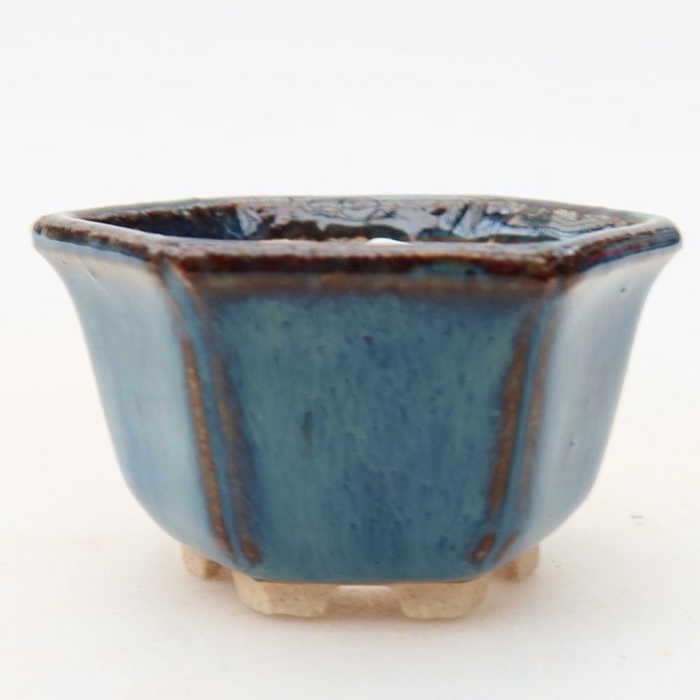 Keramische bonsaischaal 5,5 x 5 x 3 cm, kleur: blauw