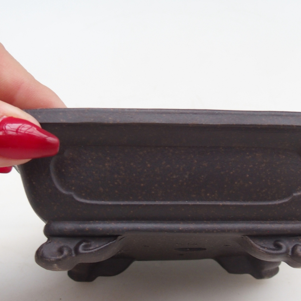 Bonsaischaal van keramiek 12 x 11 x 4,5 cm, kleur okerbruin