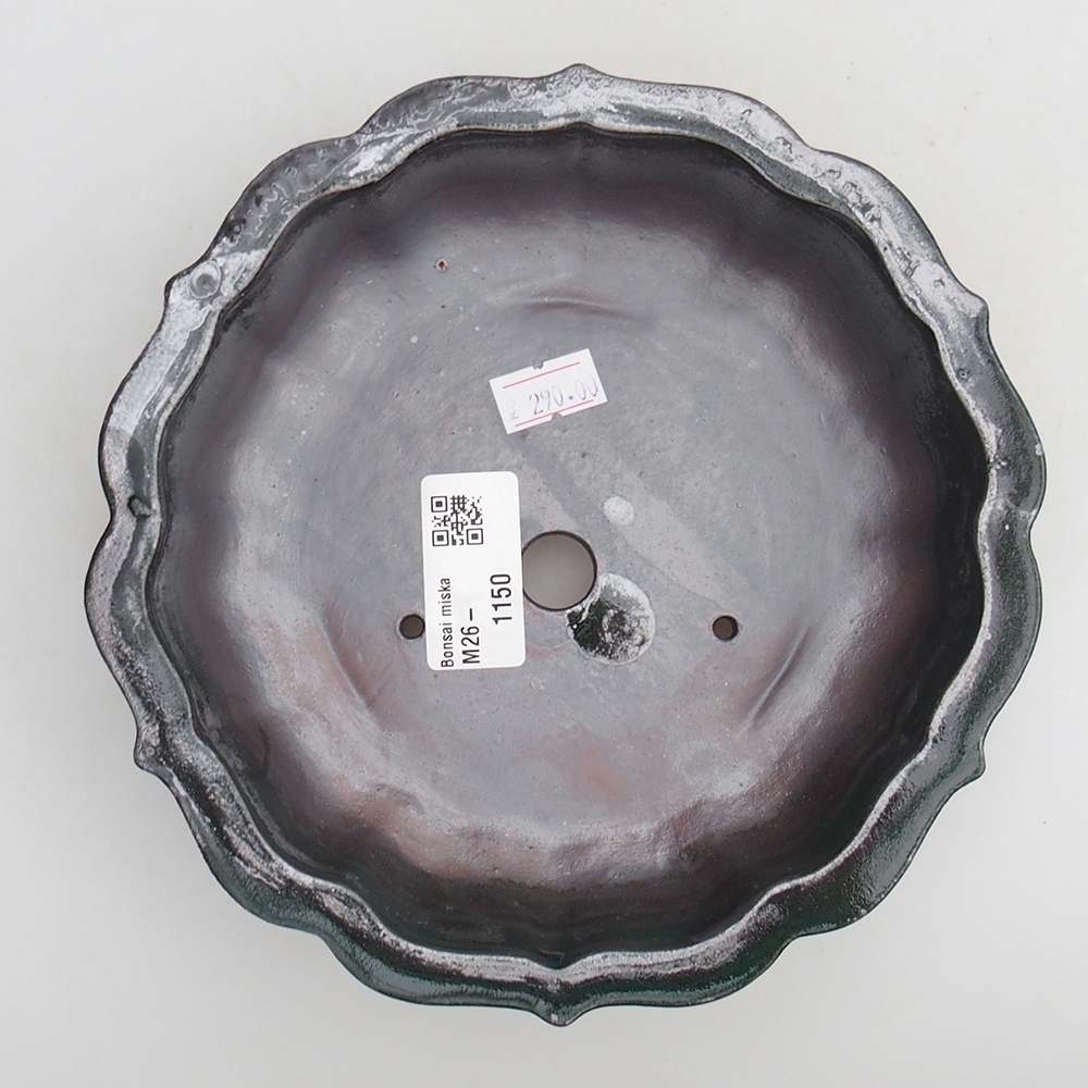 Bonsaischaal van keramiek 18 x 18 x 4,5 cm, groen