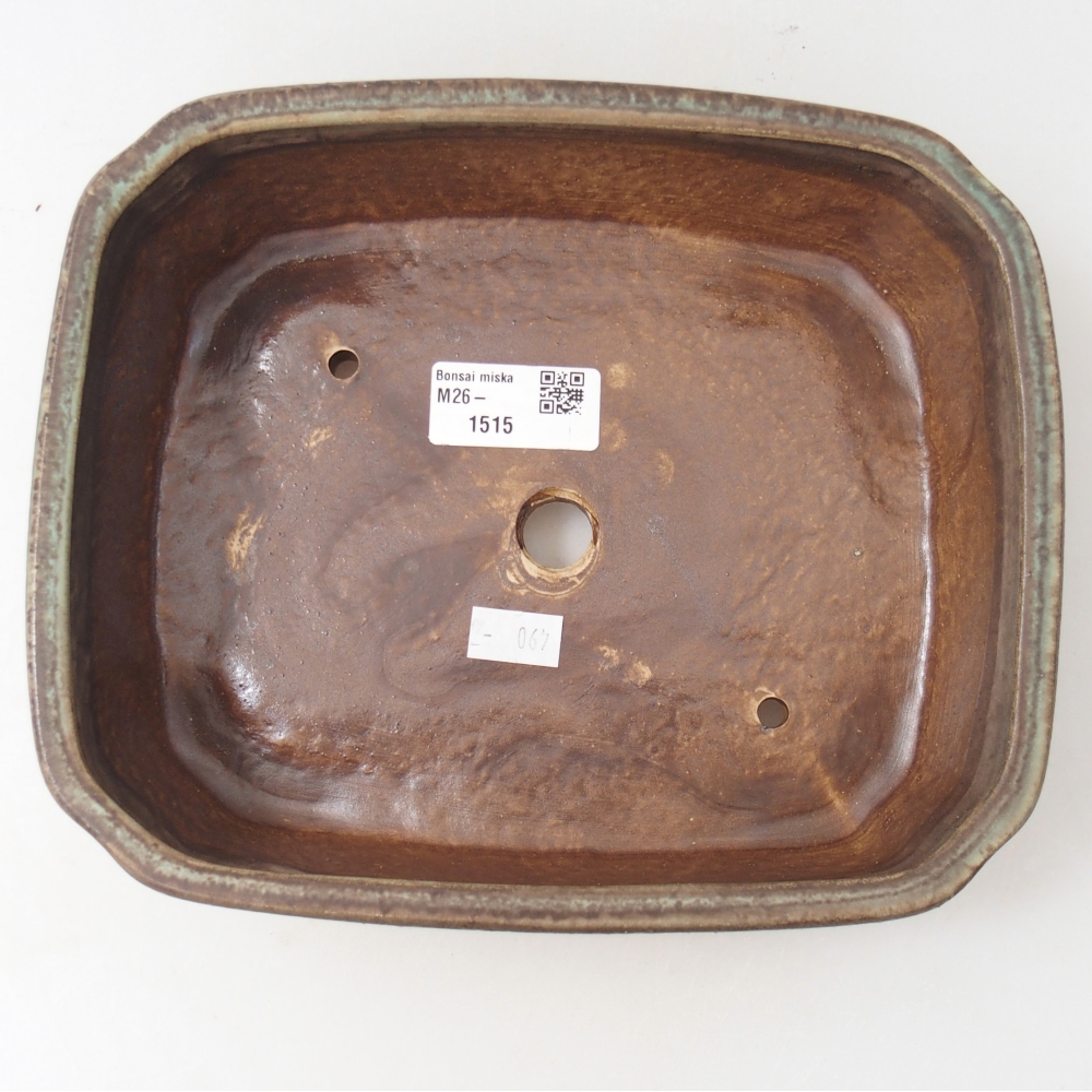 Bonsaischaal van keramiek 21,5 x 18 x 6 cm, kleur gewaterd