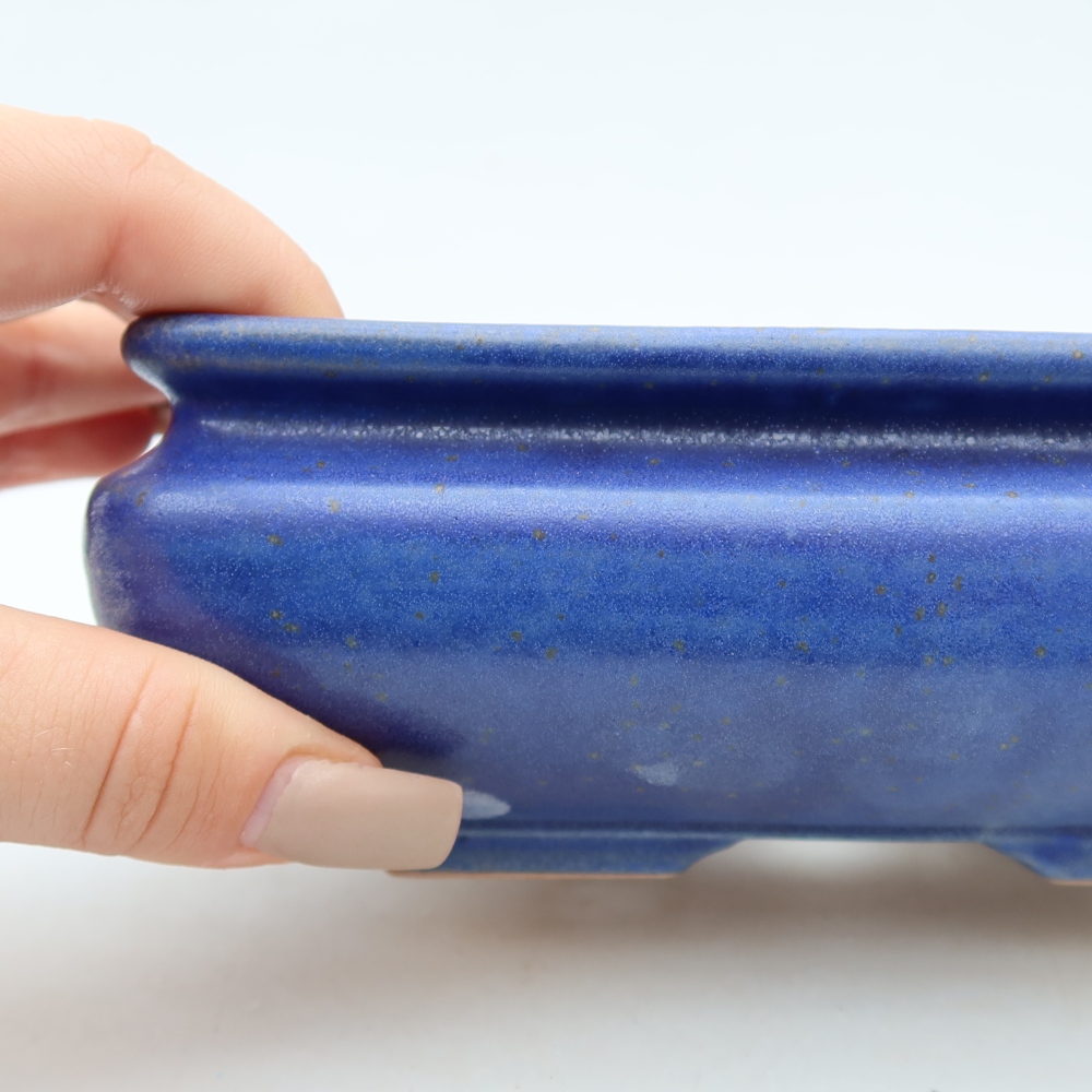 Keramische bonsaischaal 15,5 x 15,5 x 6 cm, kleur: blauw