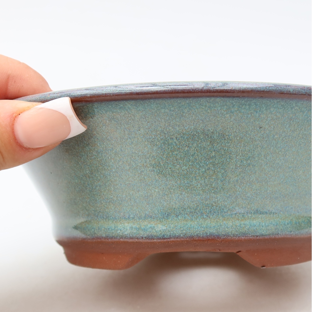Keramische bonsaischaal 15,5 x 15,5 x 5,5 cm, kleur groen