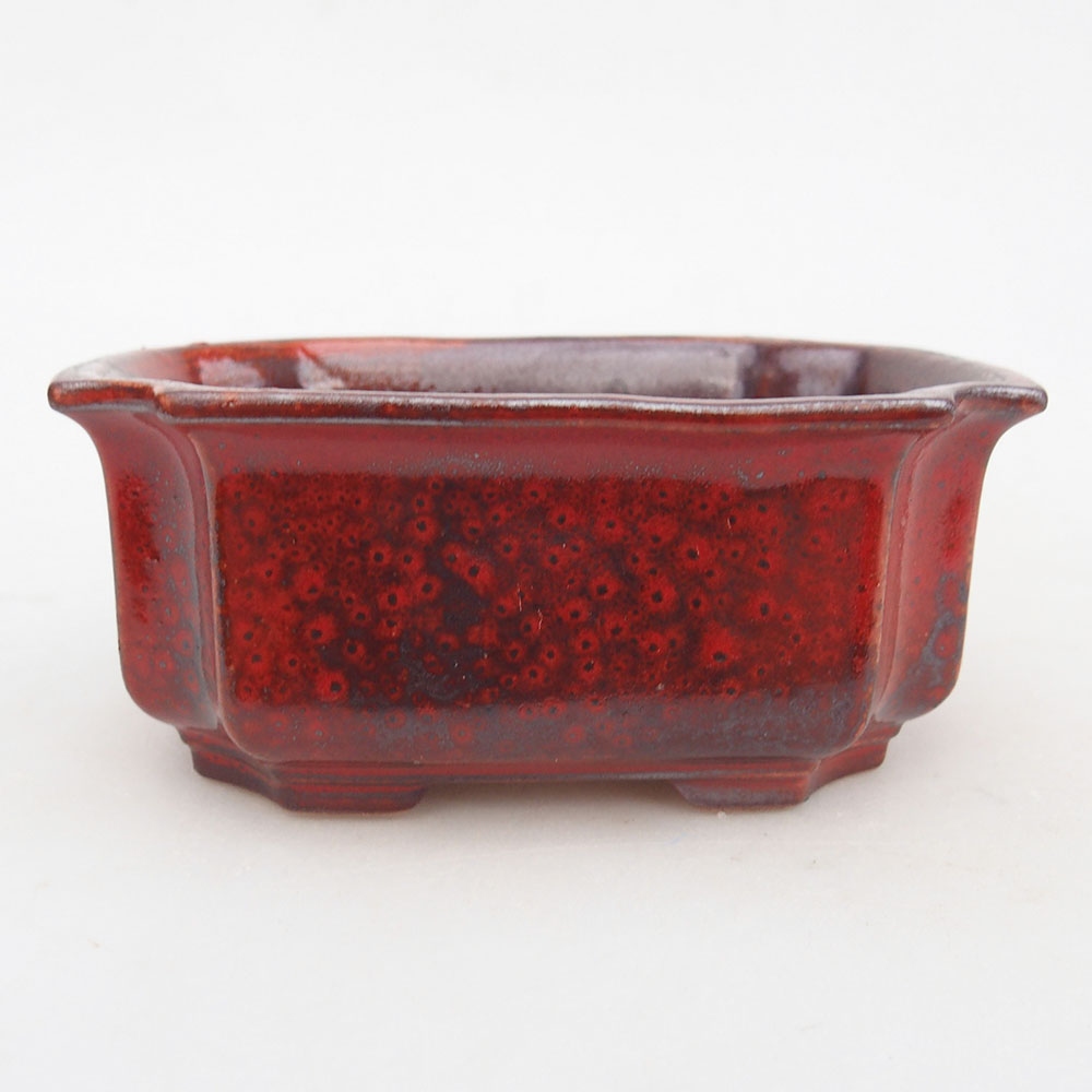 Bonsaischaal van keramiek 12,5 x 9 x 5,5 cm, kleur rood