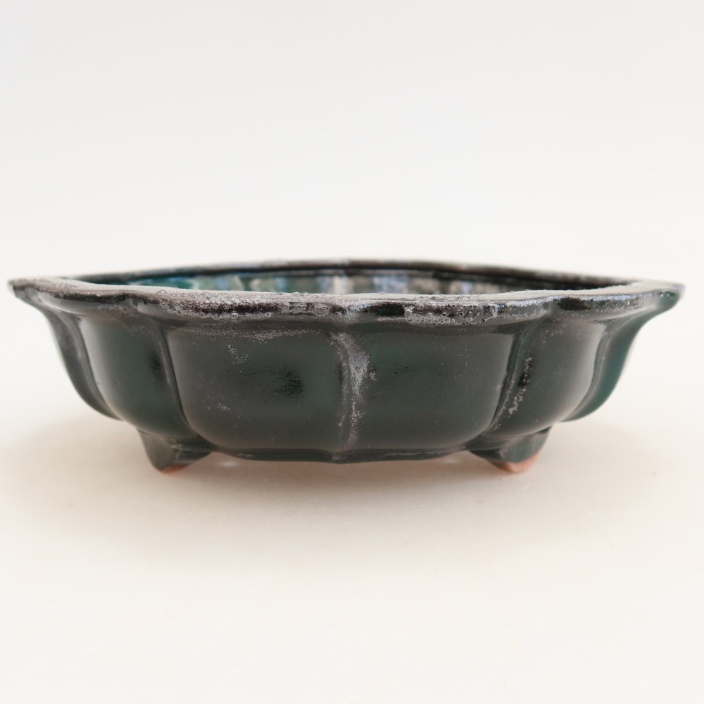 Bonsaischaal van keramiek 18,5 x 18,5 x 5 cm, groen