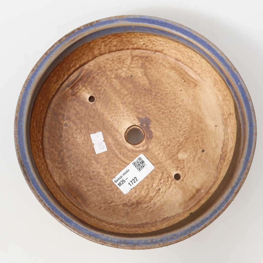Keramische bonsaischaal 21,5 x 21,5 x 6 cm, kleur: blauw