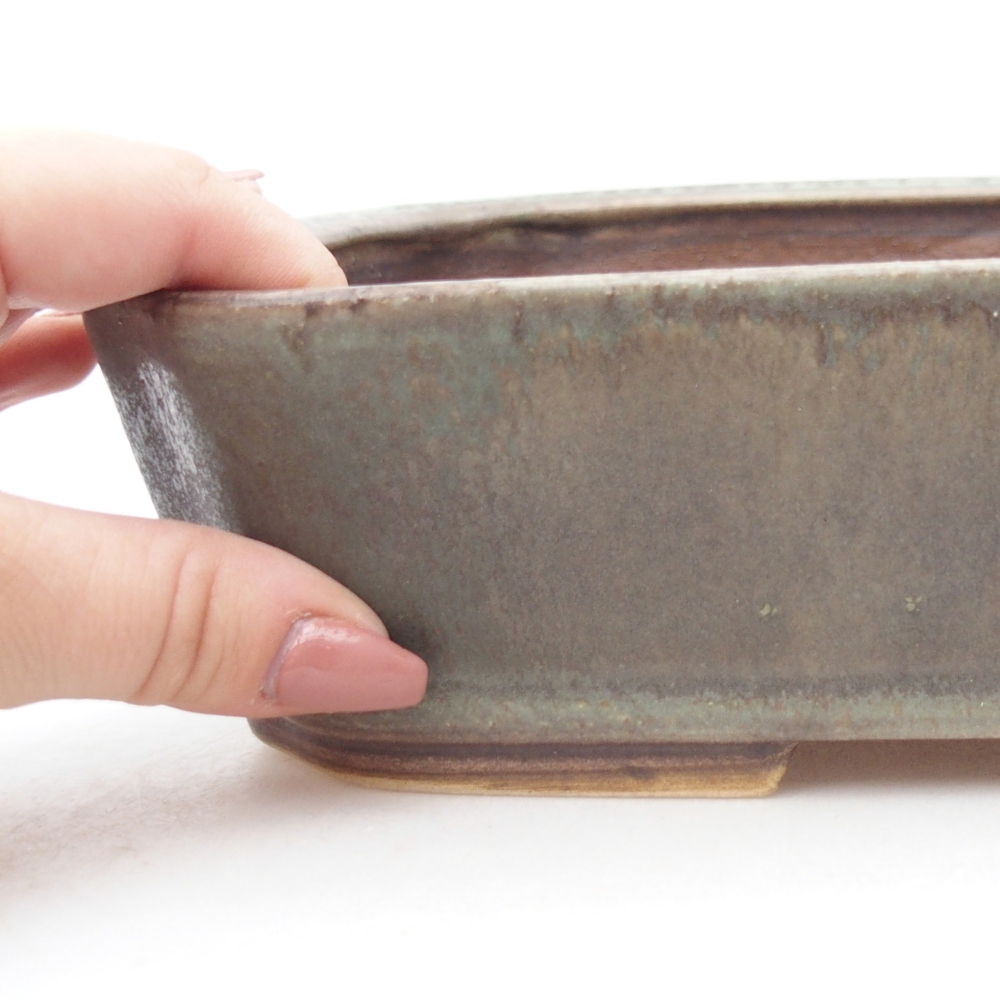 Bonsaischaal van keramiek 25 x 21,5 x 6,5 cm, groen