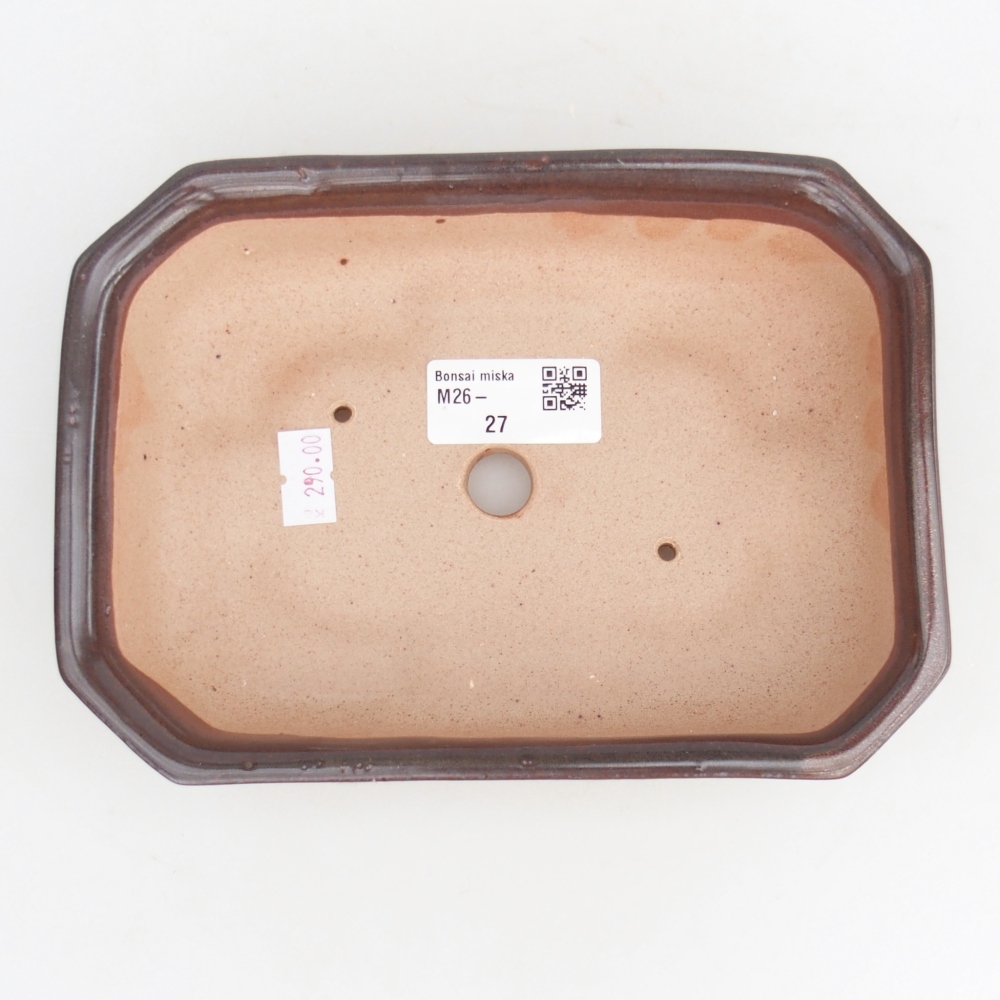 Bonsaischaal van keramiek 18,5 x 13,5 x 4,5 cm, bruin