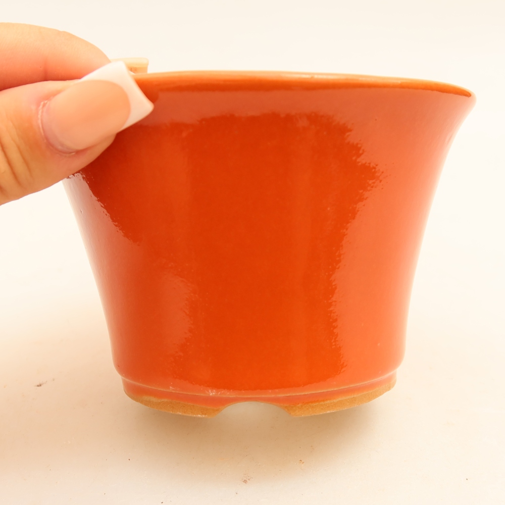 Keramische bonsaipot 11 x 11 x 7 cm, kleur oranje