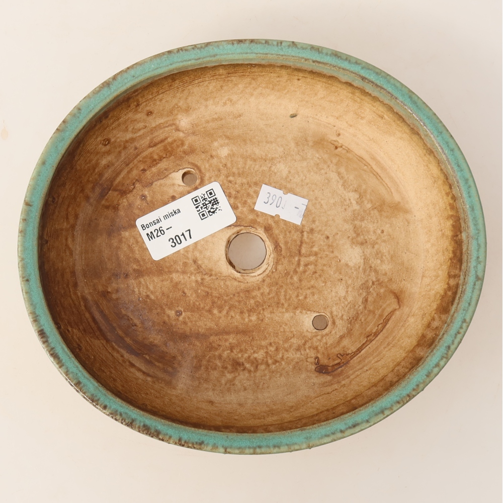 Bonsaischaal van keramiek 18,5 x 16,5 x 4,5 cm, groen