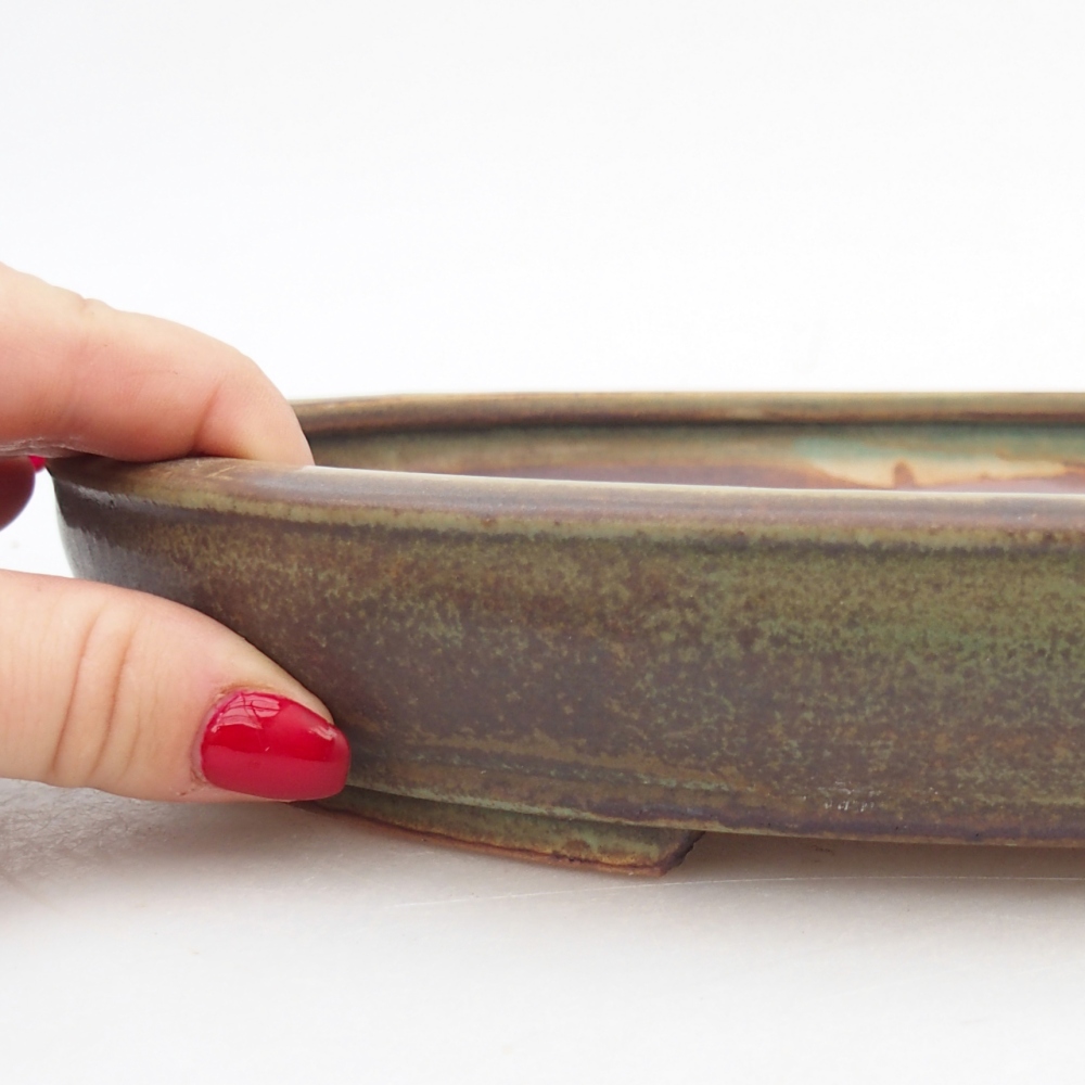 Bonsaischaal van keramiek 24 x 20 x 4 cm, groen