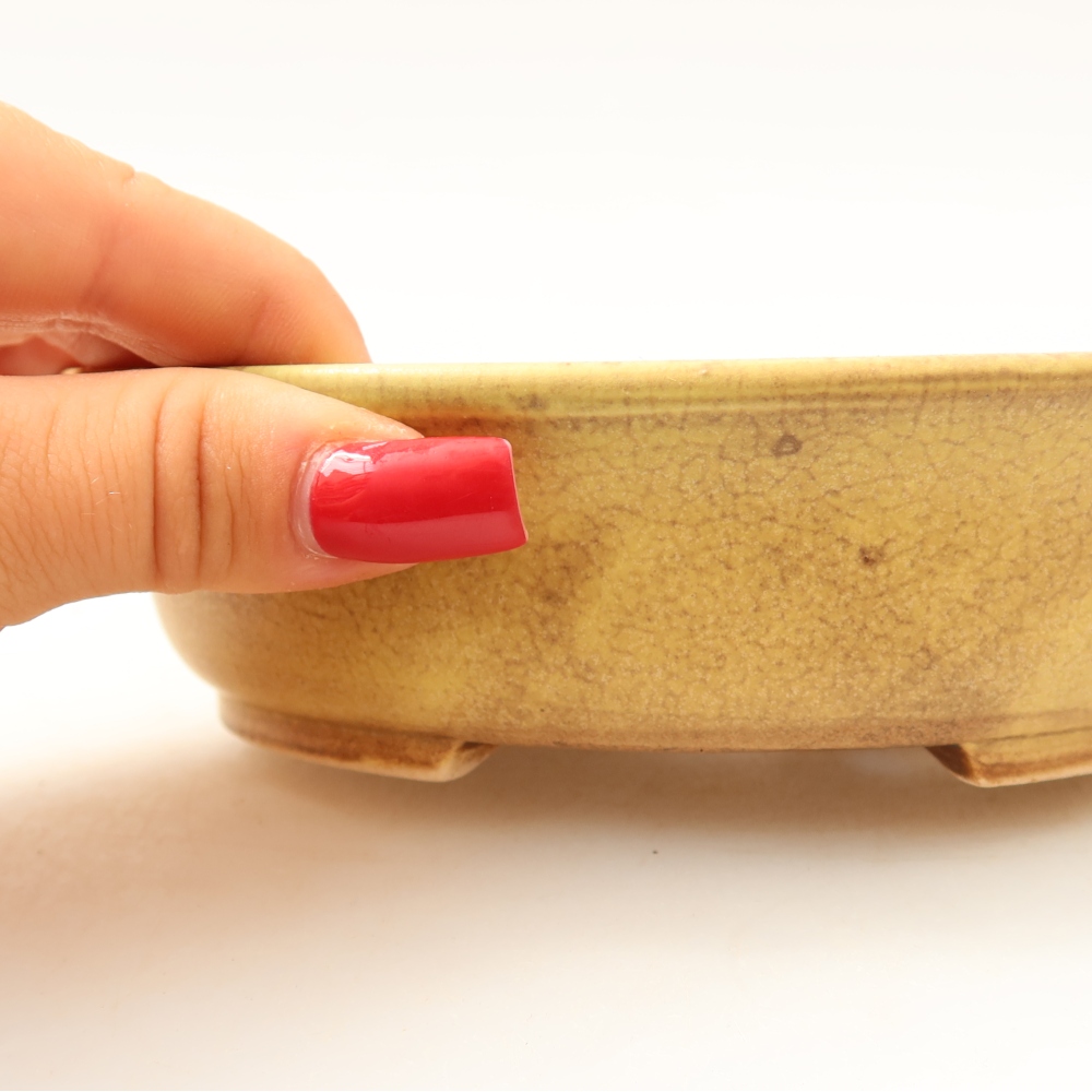 Keramische bonsaipot 15,5 x 14,5 x 4 cm, kleur: geel
