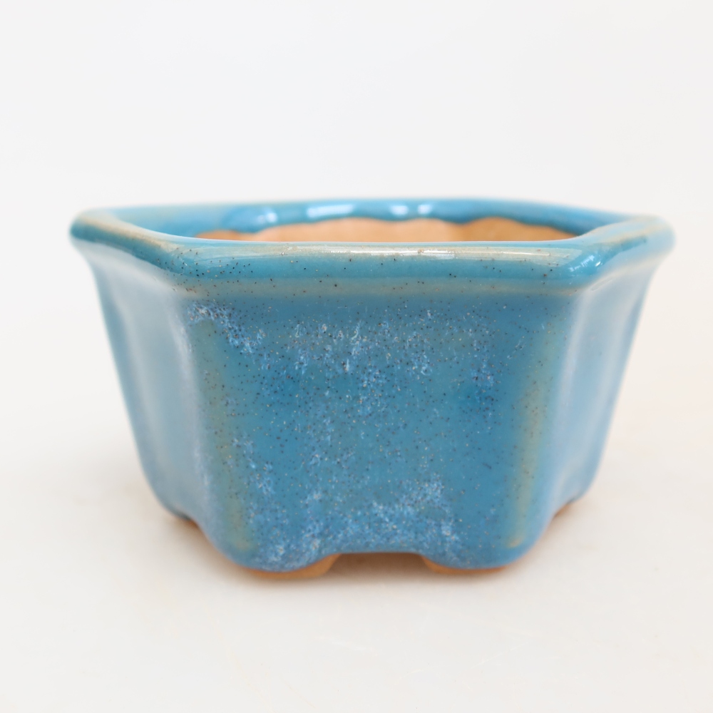 Bonsaischaal van keramiek 7,5 x 7 x 4 cm, kleur blauw