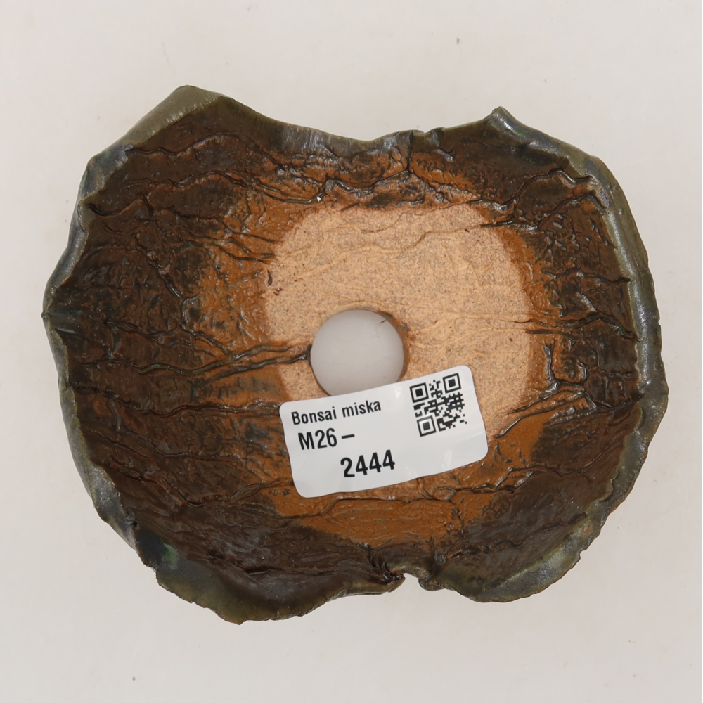 Keramische schaal  10,5 x 8,5 x 6 cm, kleur bruingroen