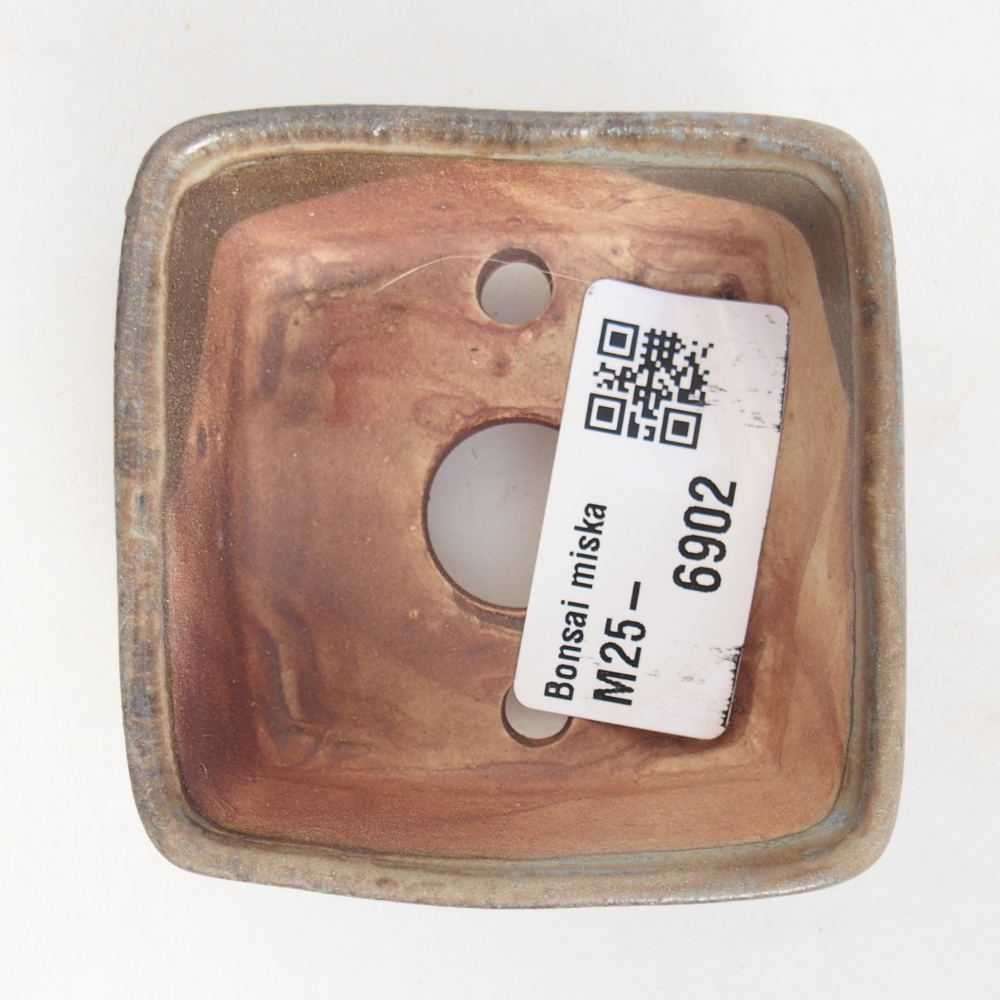 Bonsaischaal van keramiek 6 x 6 x 3 cm, bruin