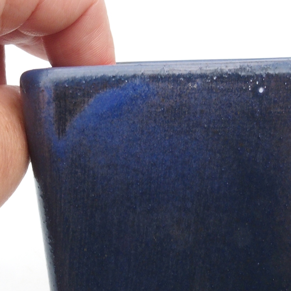 Bonsaischaal van keramiek 8,5 x 8,5 x 10,5 cm, kleur blauw