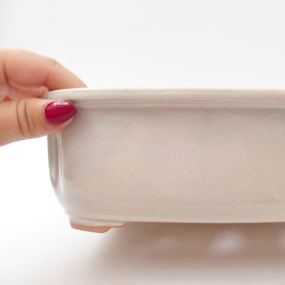 Bonsaischaal van keramiek 24,5 x 21 x 7 cm, kleur beige