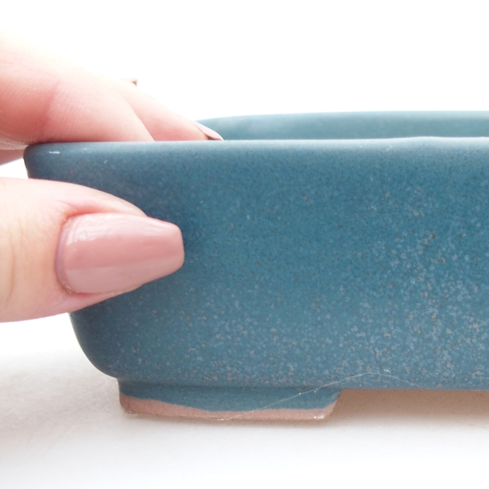 Bonsaischaal van keramiek 15 x 12 x 4,5 cm, kleur blauw