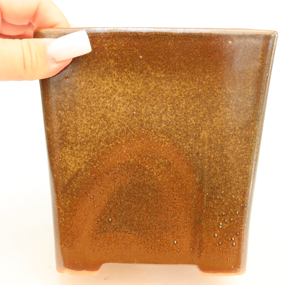 Keramische bonsaipot 13 x 13 x 14 cm, kleur bruin
