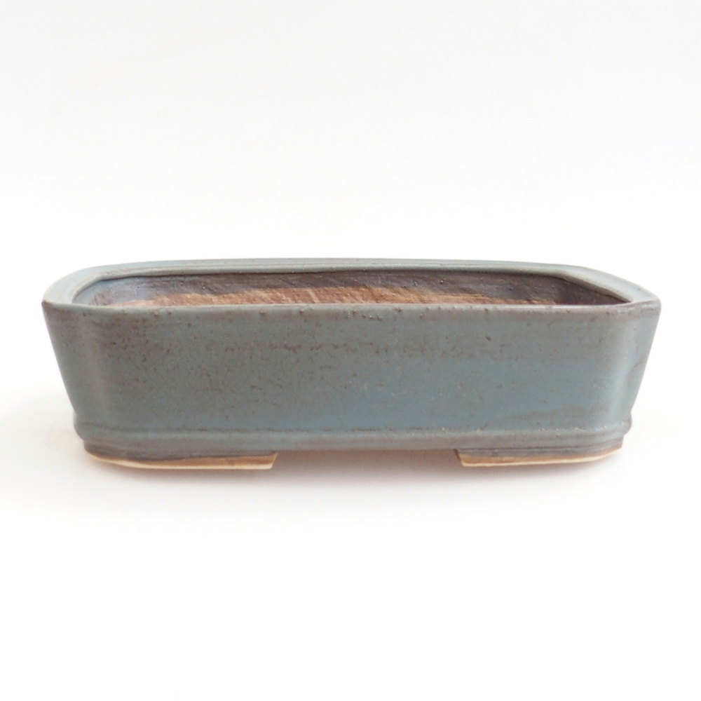 Bonsaischaal van keramiek 24 x 20,5 x 6 cm, kleur blauw