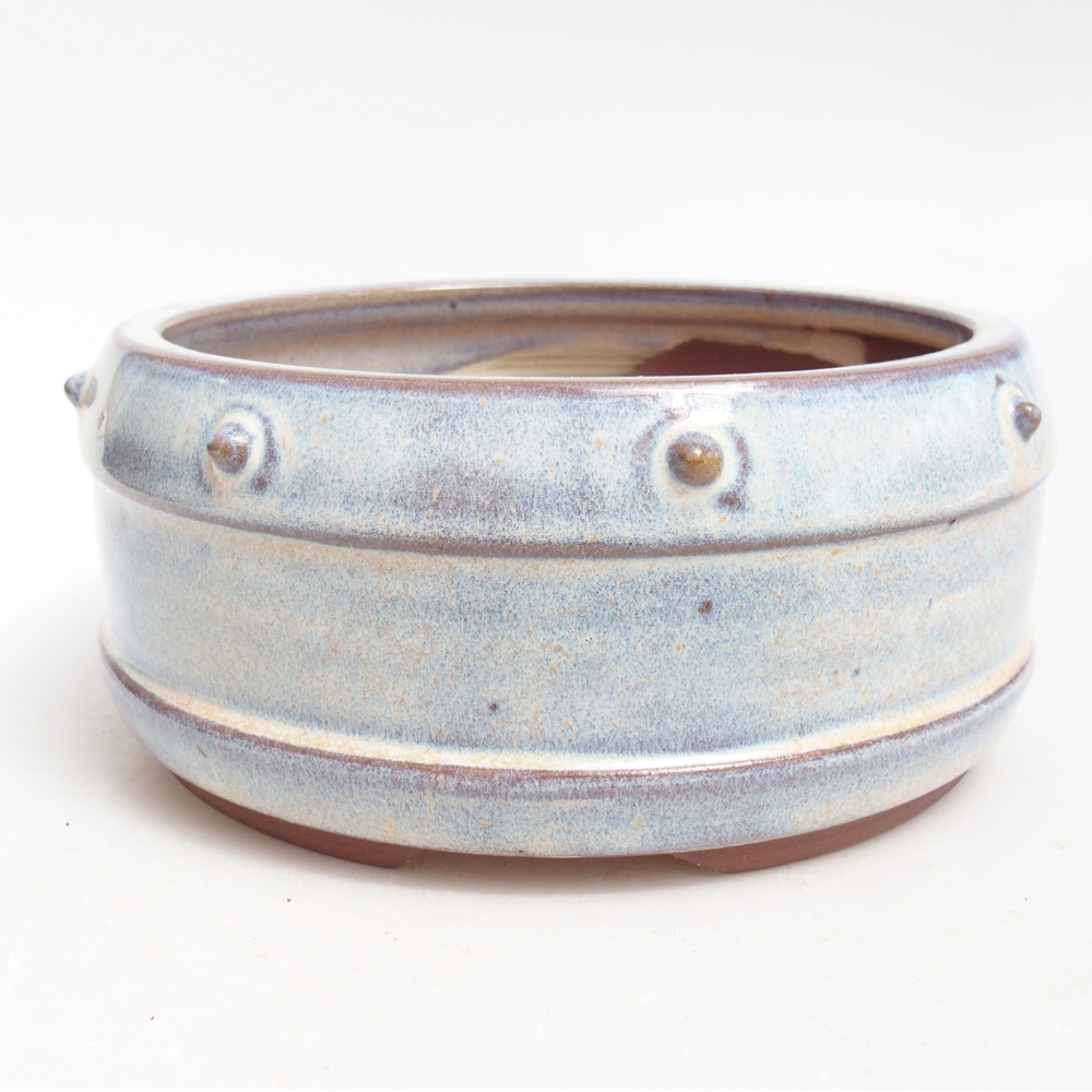Bonsaischaal van keramiek 16 x 16 x 7,5 cm, kleur blauw