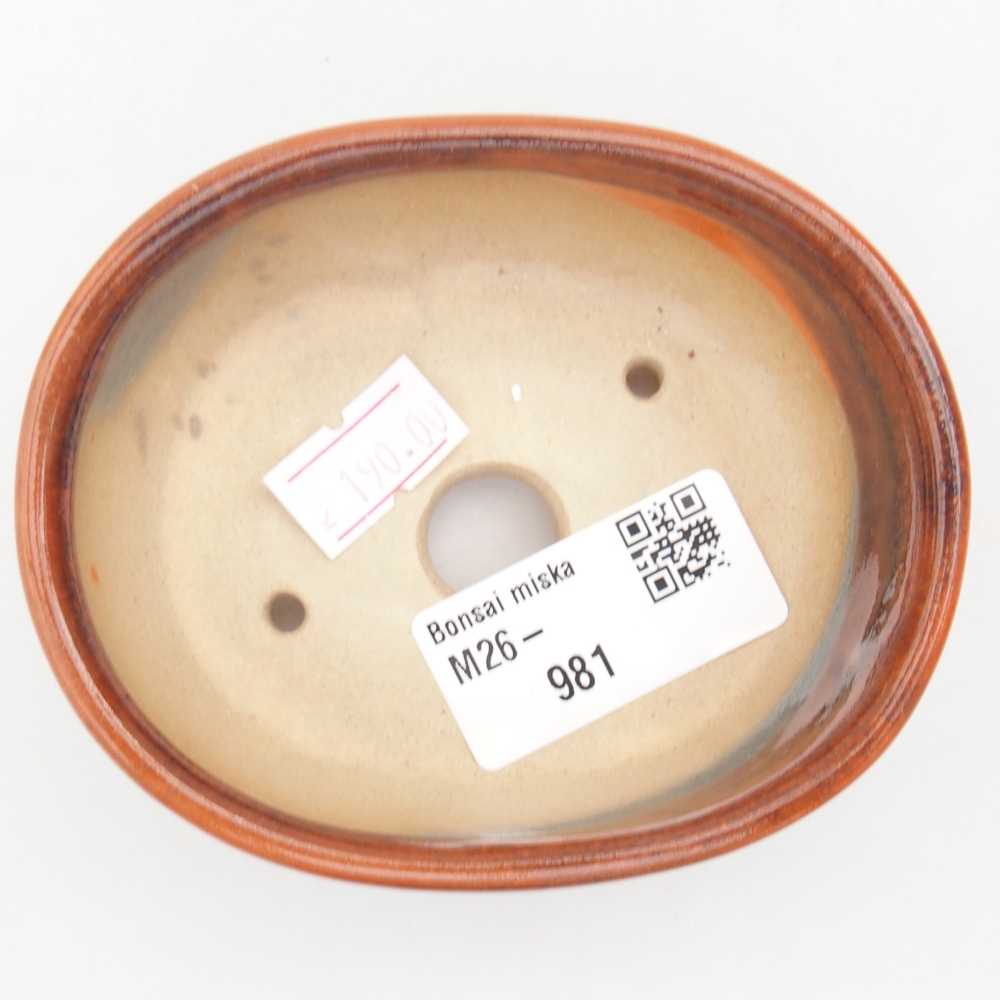 Bonsaischaal van keramiek 9 x 7,5 x 3,5 cm, oranje
