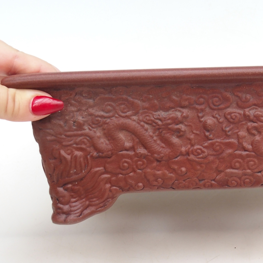 Bonsaischaal van keramiek 25,5 x 18,5 x 9 cm, bruin