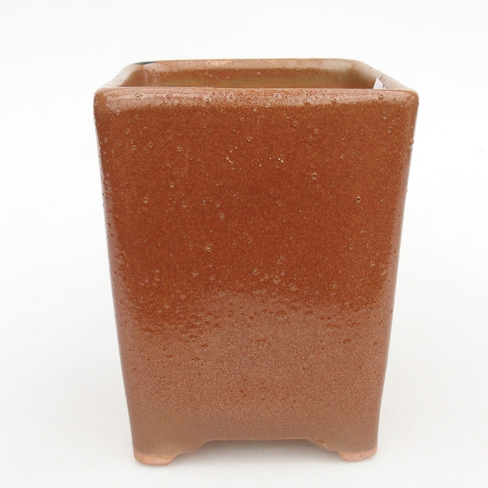 Bonsaischaal van keramiek 8,5 x 8,5 x 11,5 cm, bruin