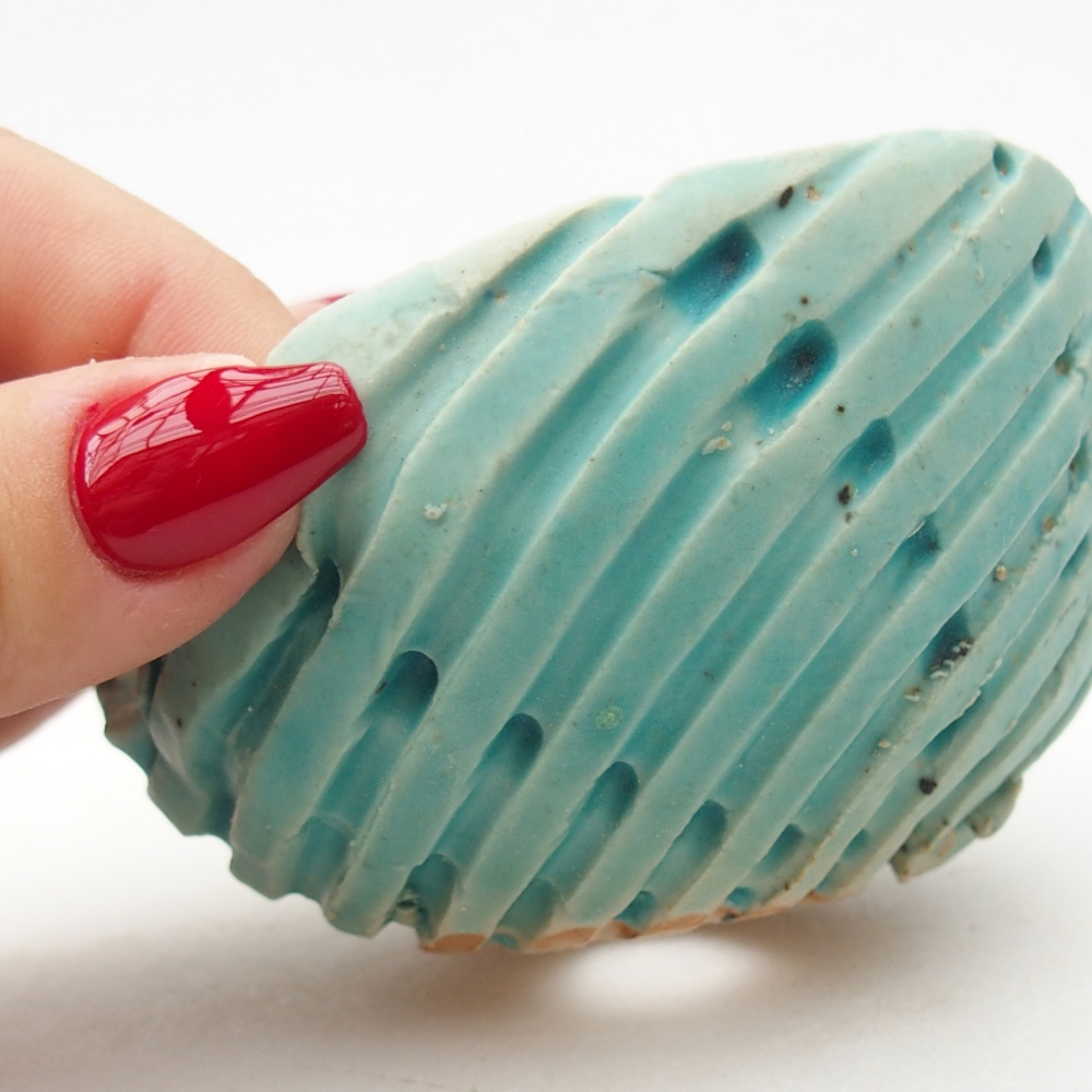 Schelp van keramiek 8,5 x 8 x 5,5 cm , kleur blauw