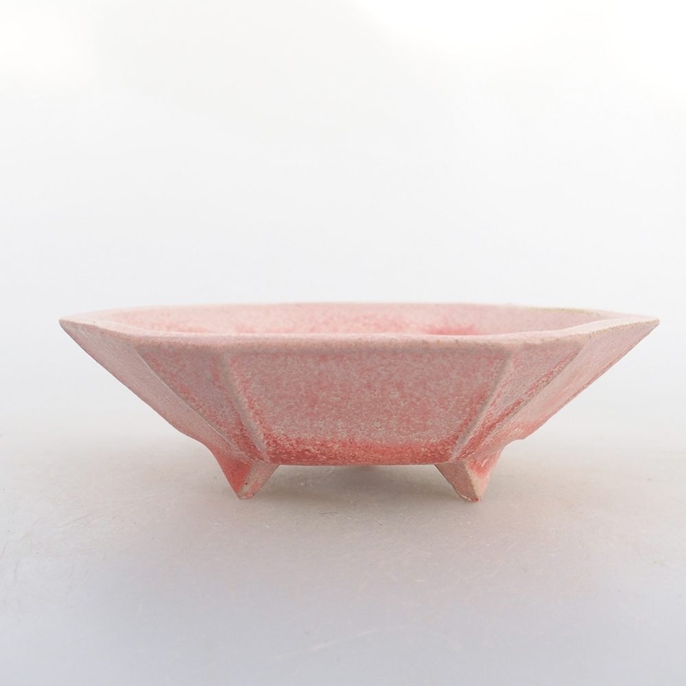 Bonsaischaal van keramiek 8,5 x 8 x 2,5 cm, roze