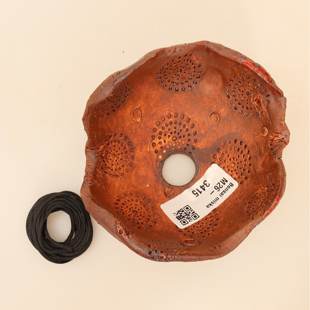 Keramische schaal voor kokedama, 10 x 10 x 6,5 cm, kleur: bruin