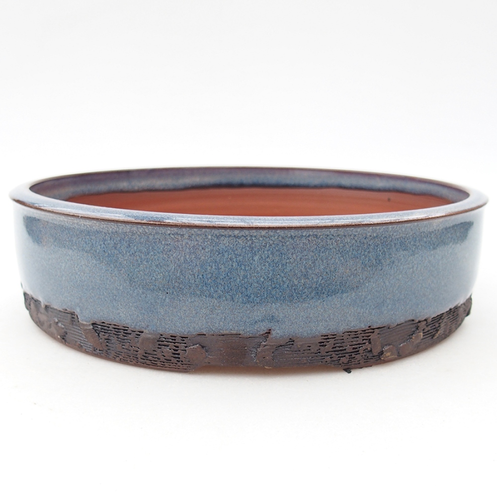 Bonsaischaal van keramiek 20 x 20 x 5 cm, kleur blauw