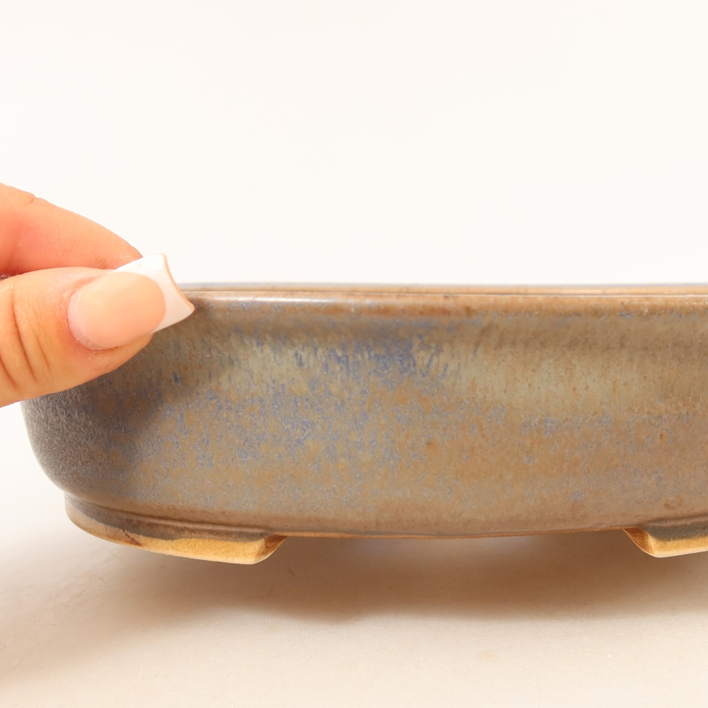 Bonsaischaal van keramiek 21 x 19 x 5 cm, kleur blauw