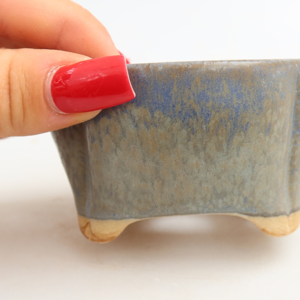 Keramische bonsaipot 8 x 7 x 4 cm, kleur: blauw