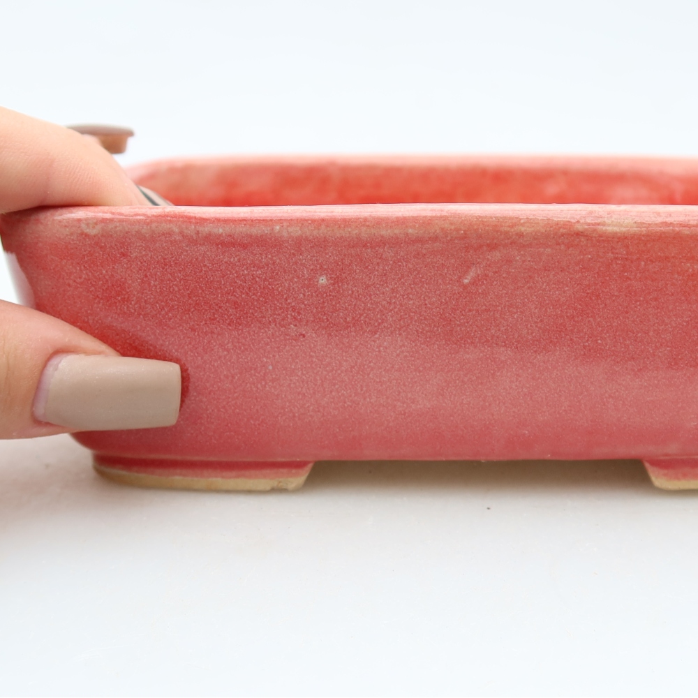 Keramische bonsaipot 15 x 12,5 x 4,5 cm, kleur: rood
