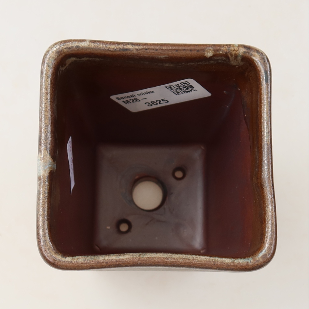 Bonsaischaal van keramiek 8,5 x 8,5 x 11 cm, bruin