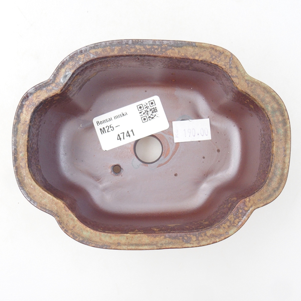Bonsaischaal van keramiek 13,5 x 10 x 5 cm, kleur bruin