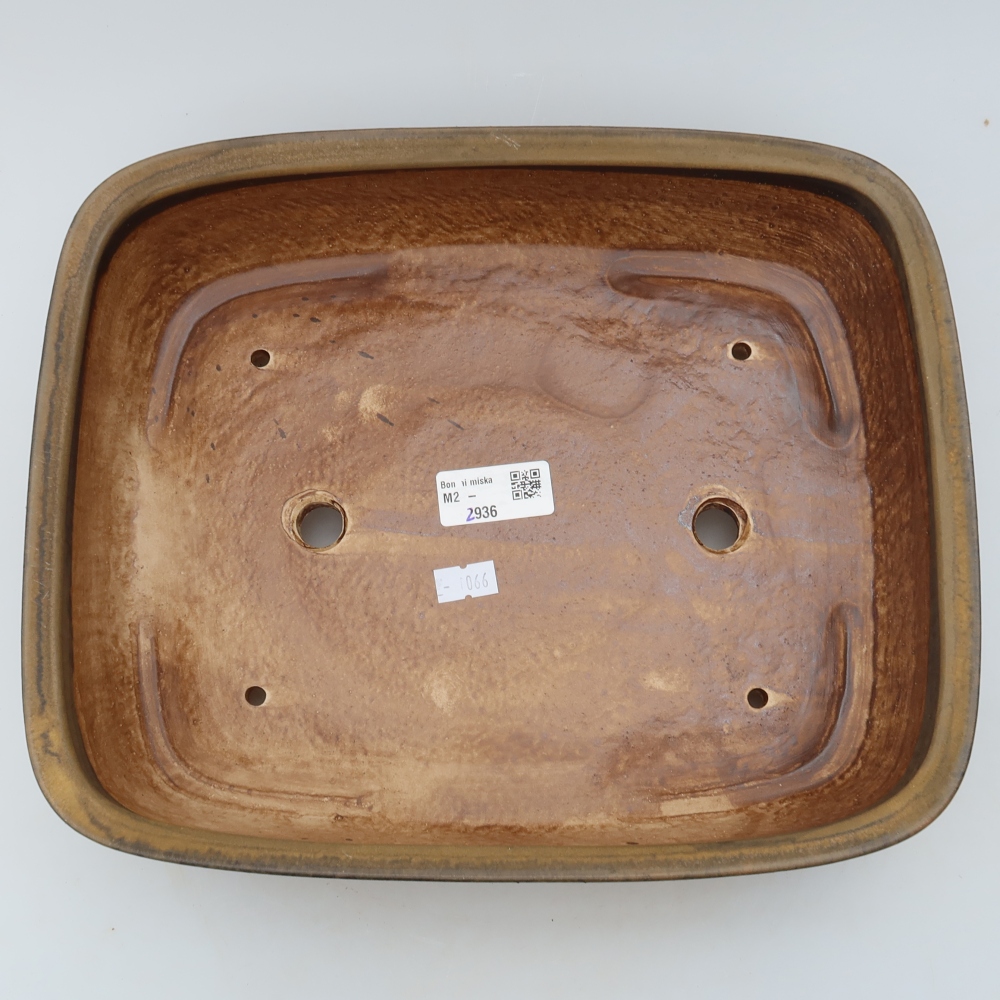 Keramische bonsaischaal 30 x 24,5 x 7,5 cm, kleur: bruin