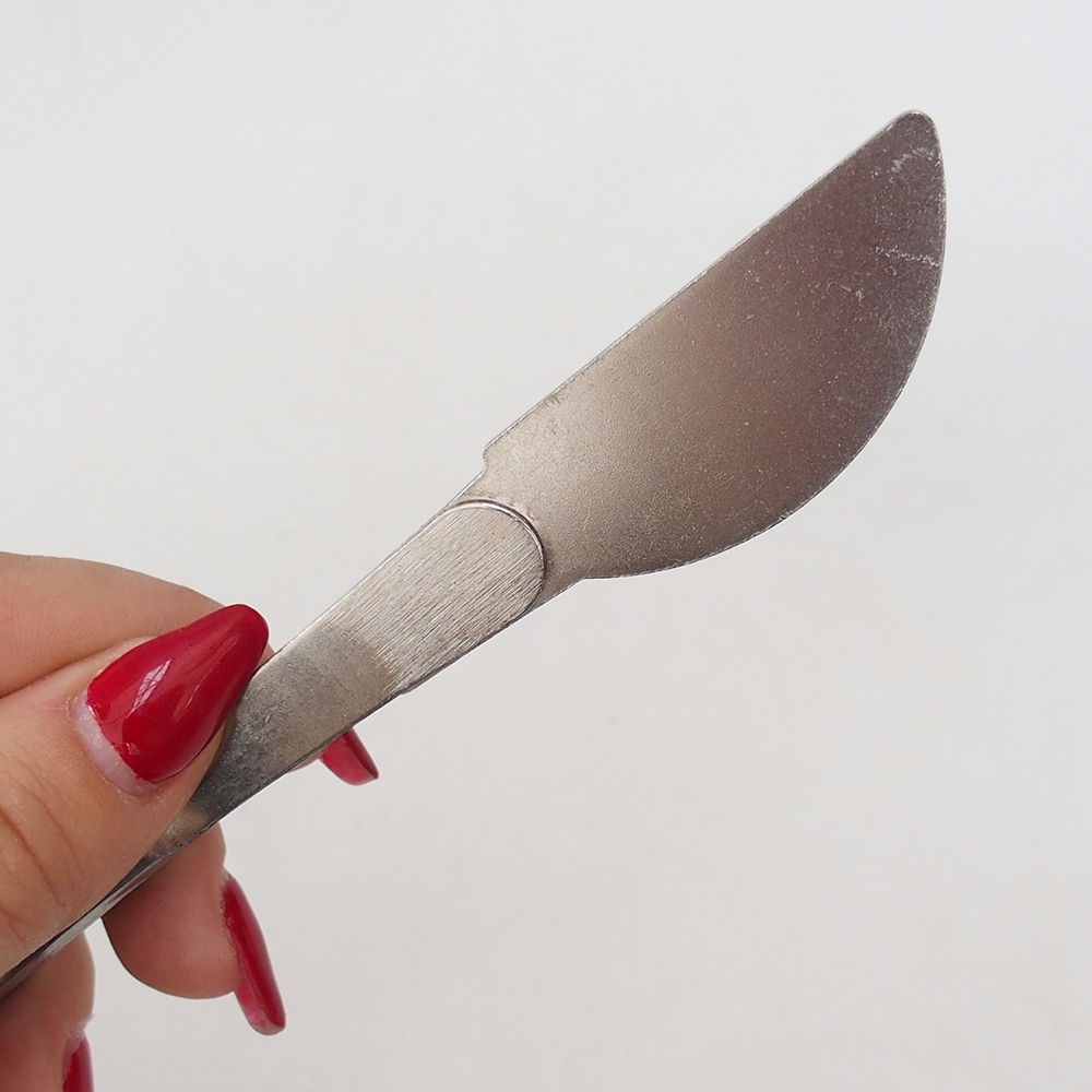 Spatel en gebogen pincet 22 cm - roestvrij staal