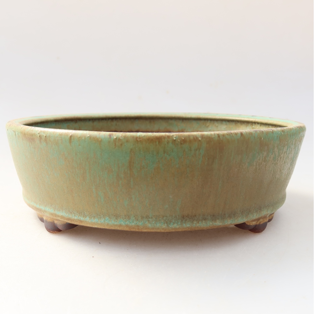 Bonsaischaal van keramiek 15,5 x 15,5 x 5 cm, groen
