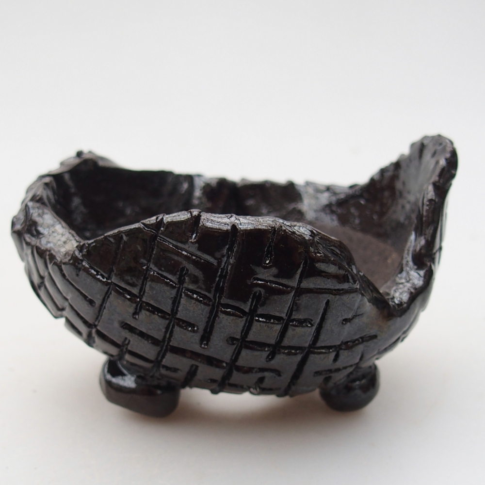 Keramische schaal 9 x 9 x 6 cm , kleur zwart