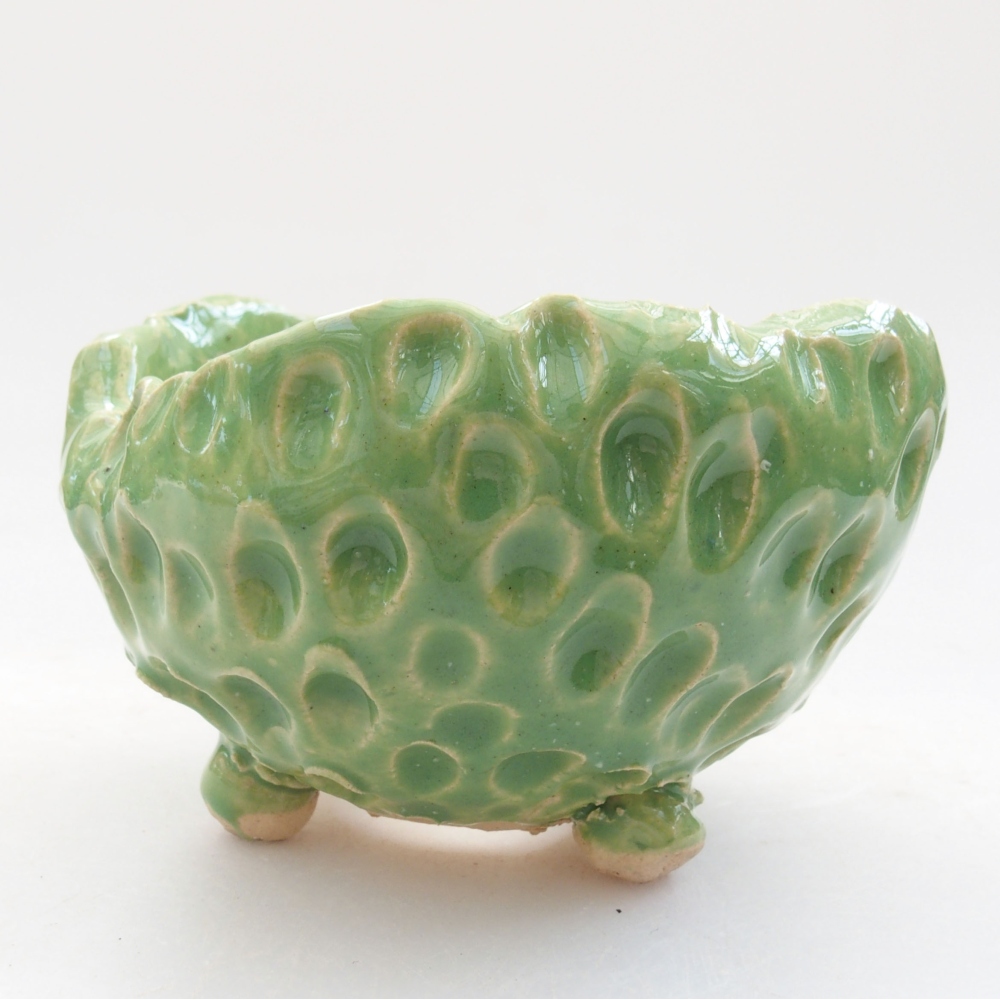 Schelp van keramiek 7,5 x 7,5 x 5,5 cm , kleur groen