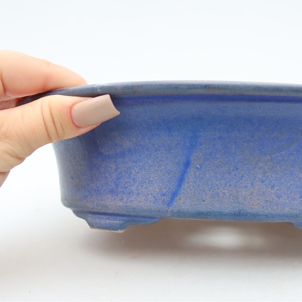 Keramische bonsaischaal 22,5 x 17,5 x 6,5 cm, kleur: blauw