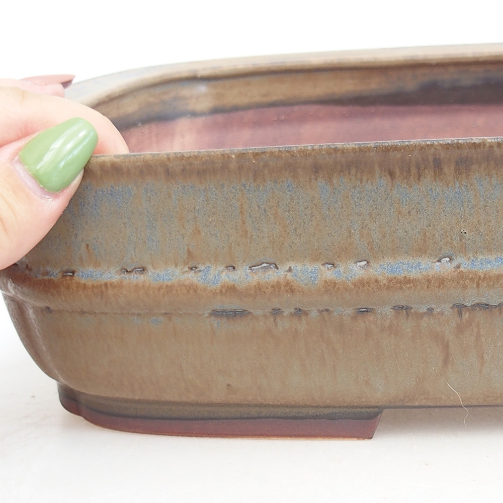 Bonsaischaal van keramiek 29,5 x 24 x 7 cm, kleur blauw